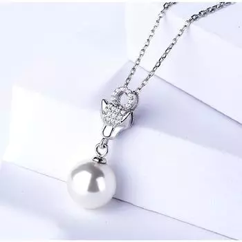 S925 Серебро Алмазная Голова Леопарда Жемчужная Раковина Жемчужный Подвеска Индивидуальные Модные Ювелирные Изделия Стерлингового Серебра 925