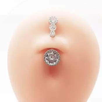 S925 серебро четыре бриллианта круглый пупок булавка человеческое тело прокол орнамент пупочная пуговица серебряный орнамент 10mm