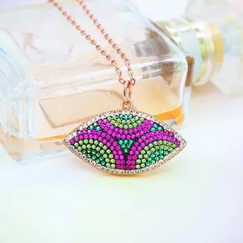 S925 серебро дьявольский глаз цветной камень женский кулон ожерелье ювелирные изделия 925 silver