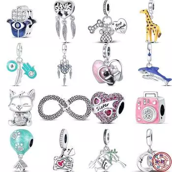 S925 серебро демон глаз лапа принт кость кошка сестра сердце блестящие бусины подходят оригинальные подвески браслет для женщин DIY ювелирные изделия