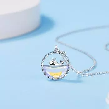 S925 Серебро Глазурованный Камень Кит Ожерелье Женский Легкий Роскошный Простой Ins Ниша Дизайн Цепи Ключицы Роскошные