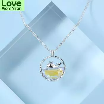 S925 Серебро Глазурованный Камень Кит Ожерелье Женский Легкий Роскошный Простой Ins Ниша Дизайн Цепи Ключицы Роскошные
