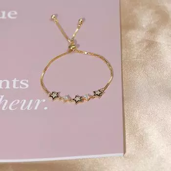 S925 Серебро Холодный Стиль Черный Браслет с Пятиконечной Звездой Ins Niche Design Легкие Роскошные Персонализированные Ювелирные Изделия Bestie Adjustable size