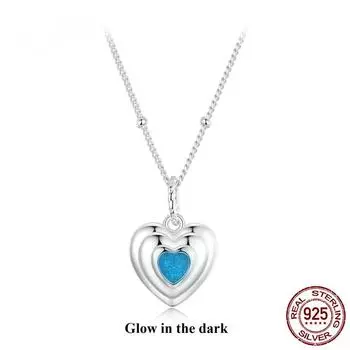 S925 серебро кулон светящееся сердце ожерелье для женщин подарок на день Святого Валентина юбилей ювелирные изделия подарок