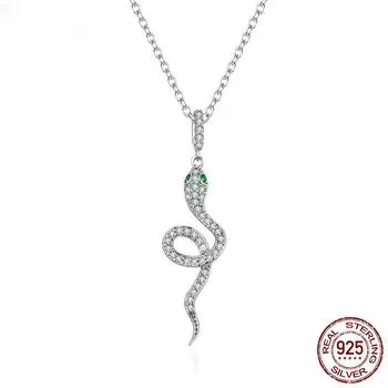 S925 серебро кулон в виде змеи, ожерелье с подвеской из фианита для женщин, регулируемое звено цепи, ювелирные изделия, подарок на вечеринку