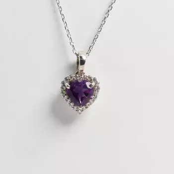 S925 серебро Любовь в форме сердца африканский аметист ожерелье с драгоценным камнем изящные украшения для леди, жены, дочери, подарок на день рождения S фиолетовый