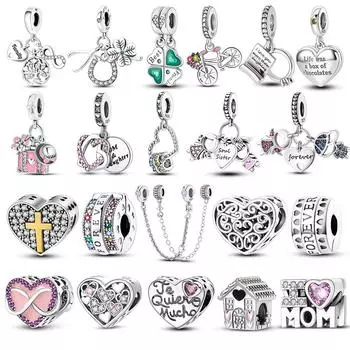 S925 Серебро Маленькая Девочка Любовь Мама Навсегда Бесконечность Бесконечные Висячие Шармы Бусины подходят Оригинальный Женский Браслет Ювелирные Изделия
