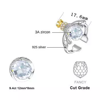 S925 серебро маленькая пчелка животное новые женские кольца ювелирные изделия one size белый