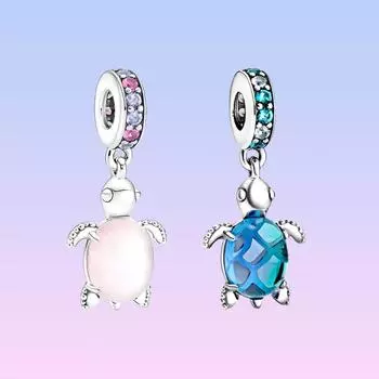 S925 серебро муранское стекло подвеска в виде морской черепахи с подвеской подходит оригинальный браслет ожерелье DIY ювелирные изделия для женщин подарок
