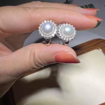 S925 серебро натуральный пресноводный жемчуг подсолнечник зажим для ушей модный легкий роскошный украшение для ушей