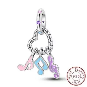 S925 Серебро Новая Мода Подвеска Бусины Happy Note Подвеска Diy Ювелирные Изделия