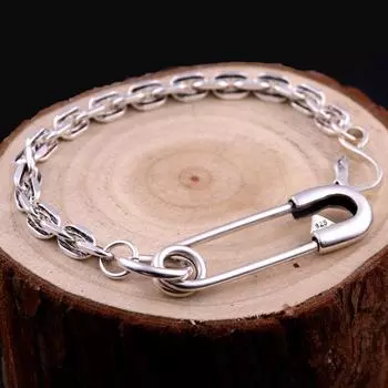 S925 Серебро, японская и корейская версия, мужская и женская простая мода, креативный S-тип, булавка с крючком в виде орлиного клюва, брошь, браслет типа 0