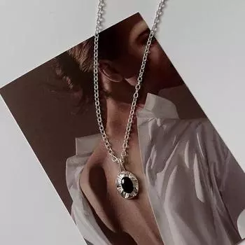 S925 Серебро Серебро Черное Ожерелье Ellly Ellipse Girl