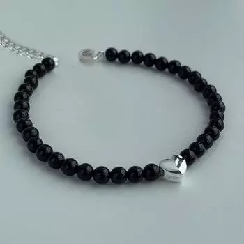 S925 Серебро Серебряный браслет Love Black Aine Женский