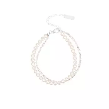 S925 Серебро Сломанное Серебро Жемчуг Двухслойный Браслет для Женщин Изысканный Легкий Роскошный Нишевый Ins Ручной Ювелирный Подарок Adjustable size