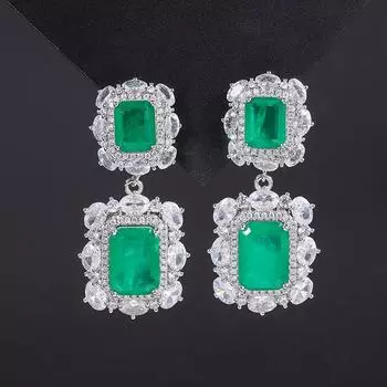 S925 Серебряная игла Популярная имитация ювелирных изделий Комплект аксессуаров Изумрудный из трех предметов Модный женский