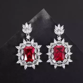 S925 Серебряная игла Популярная имитация ювелирных изделий Аксессуары Набор имитация голубиной крови Красный корунд кулон ожерелье Мода Женщины