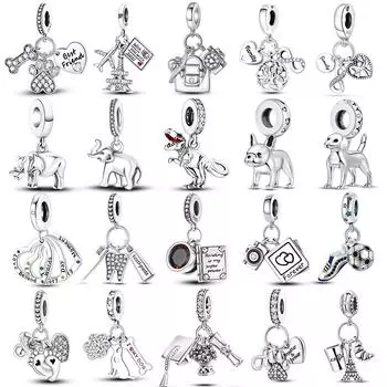 S925 Серебряная модная камера, кофейная чашка, цветочные подвески, бусины, подходят S925, оригинальный браслет, сделай сам, изготовление ювелирных изделий на день рождения для женщин