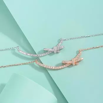 S925 серебряная модная лента-галстук-бантик ожерелье женская универсальная улыбка кулон ретро легкая роскошная ключичная цепочка серебряные ювелирные изделия 925 Silver