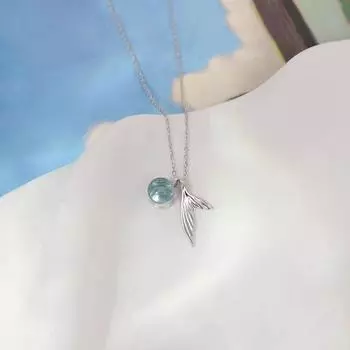S925 Серебряная рыба сапфировая пена рыбий хвост ключица ожерелье мода персонализированный и Мори простой корейский стиль украшение 925