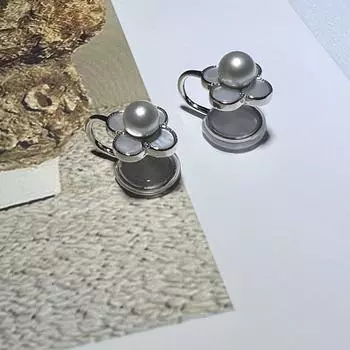 S925 серебряная трава морская вода жемчуг жемчужный зажим для ушей модный и высокий уровень смысла действительно много конопли без ушей и украшений для ушей серебряный