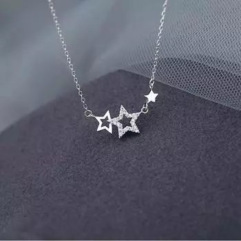 S925 Серебряное инкрустированное цирконием ожерелье со звездой для женщин, милый и милый кулон-колье, модные креативные ювелирные изделия, подарок