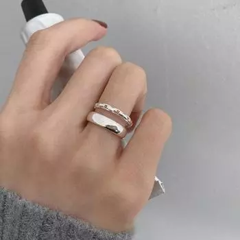 S925 Серебряное кольцо для женщин, двухэтажное модное кольцо с изменяемым размером, украшения, памятные ювелирные аксессуары серебряный