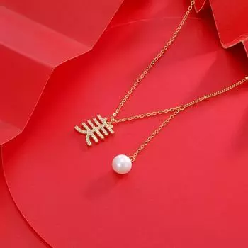 S925 серебряное красивое ожерелье с изображением персонажа, женские украшения, женская серебряная позолоченная подвеска с натуральным жемчугом и бахромой, текст в стиле национального прилива 925 silver золотой