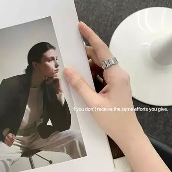 S925 Серебряное мультяшное кольцо с открытой шинкой в виде пряничного человечка с уникальным дизайном серебряный