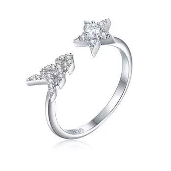 S925 Серебряное Открытое Ароматное Домашнее Кольцо Большой Бренд С Тем же Живым Женским Кольцом Модное Обручальное Кольцо Светлая Роскошь US size 5 # белого золота