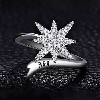 S925 Серебряное открытое женское кольцо с морской звездой Популярные аксессуары 6