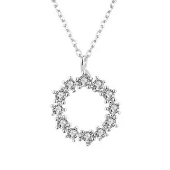 S925 Серебряное ожерелье с микроинкрустацией в виде круга с геометрическим узором, женская модная цепочка на ключицу, серебряное ожерелье 925