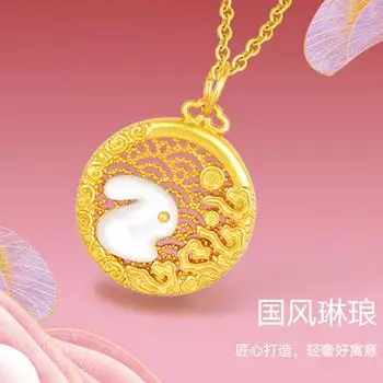 S925 Серебряное ожерелье с нефритовым кроликом Guochao Xiangyun, подвеска в виде женского древнего кролика, натальный год зодиака, кролик, легкая роскошная цепочка на ключицу 925 Silver