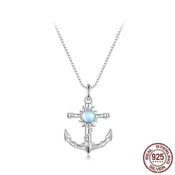 S925 серебряное ожерелье с подвеской в виде якоря, блестящая цепочка на шею от солнца для женщин, подарок на день рождения, оригинальный дизайн, изящные ювелирные изделия