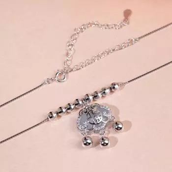 S925 Серебряное ожерелье с замком безопасности Женственность Премиум Сумка с замком Универсальный символ Fu Долговечный замок ожерелье Ювелирные изделия 925 Silver