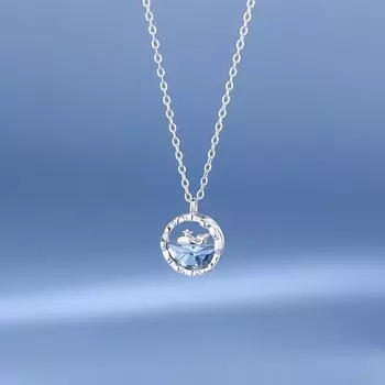 S925 Серебряное Ожерелье Женская Цепь Ключицы Isn Нишевый Дизайн Серебряное Ювелирное Ожерелье Серебро 925 синий