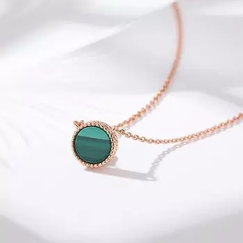 S925 серебряное ожерелье женский павлин камень арбуз кулон модная цепочка на шею