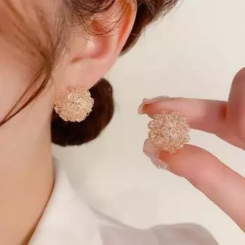 S925 Серебряные иглы Супер Бессмертные Сладкие Темпераментные Цветочные Серьги с Кристаллами Легкие Роскошные Модные Универсальные Персонализированные Ретро Серьги