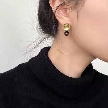 S925 Серебряные иглы в стиле ретро, осень/зима, квадратные серьги Майяра с геометрическим рисунком тигрового глаза и камнями карамели премиум-класса