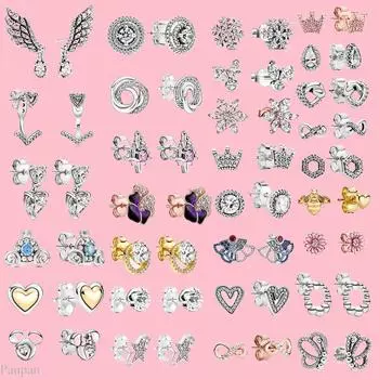 S925 Серебряные небесные сверкающие серьги-гвоздики со звездами и снежинками, трендовые женские элегантные ювелирные изделия, подарки на день рождения