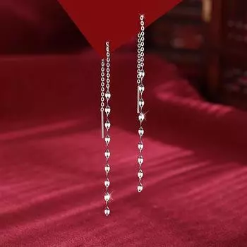 S925 серебряные серьги-гвоздики с блестками для женщин, корейские модные длинные серьги с кисточками, ювелирные изделия, подарки