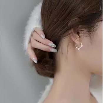 S925 серебряные серьги с покрытием в стиле девушки, сладкие выдолбленные кошачьи уши, арт, маленький свежий подарок BFF, женская корейская версия, милые серьги с кошачьими ушками