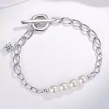 S925 Серебряные стеклянные бусины 30 очков Муассанит OT Браслет для женщин Европейская и американская мода Темпераментный браслет Серебряные украшения 925