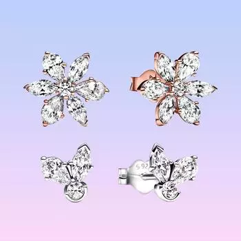 S925 Серебряные сверкающие серьги-гвоздики с гербарием для женщин, подарки на день рождения, модные ювелирные изделия