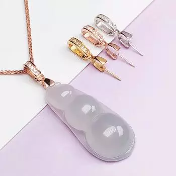 S925 Серебряный 18-каратный розово-золотой кулон с пряжкой из нефрита в форме дынного семени