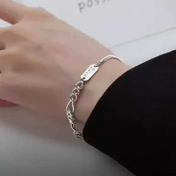 S925 Серебряный браслет для пар, нишевая гравировка, индивидуальный модный простой холодный стиль, мужской браслет, женские ручные украшения BRS316-Female