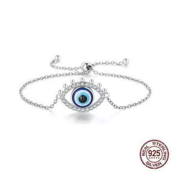 S925 Серебряный браслет «Глаз дьявола» Популярные ювелирные изделия в Европе и Америке Браслет на удачу для глаз Adjustable size