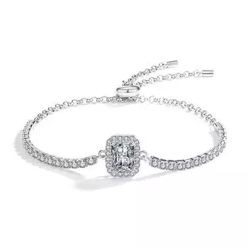 S925 Серебряный браслет из муассанита Galaxy Квадратная сумка из муассанита Сияющая простая женская прямая трансляция Douyin 1CTMoissanite