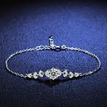 S925 Серебряный браслет Муассанит Браслет Муассанит Простая женская модель с геометрическим рисунком zircon