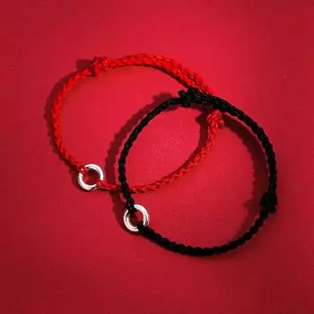 S925 Серебряный браслет с безопасной пряжкой, тонкий красный браслет из веревки для женщин, рожденных в год Тигра, тканый браслет, круглая пара, новый стиль Adjustable size